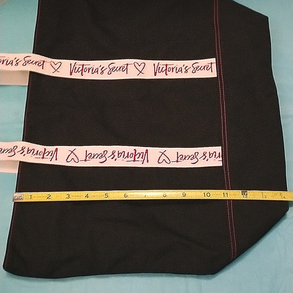 GUC Victoria's Secret Logo Strap Black Canvas Tote Bag - Picture 7 of 12